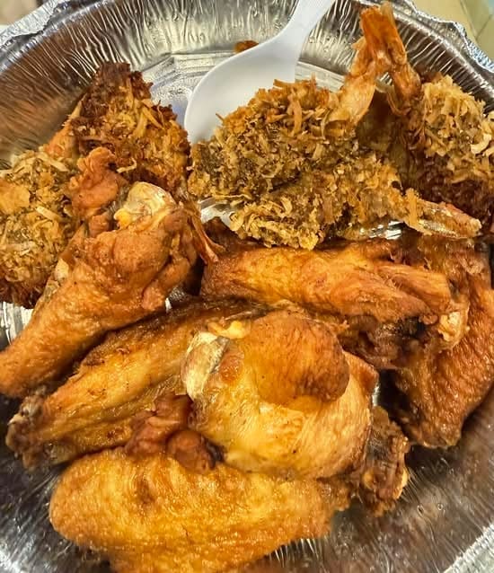 6 Wings & 6 Fried Shrimp.