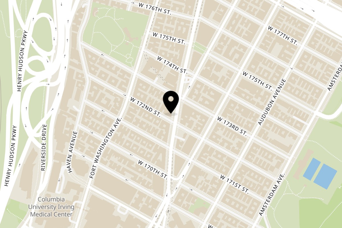 Map showing the location of Havana Heights on 4083 Broadway in New York